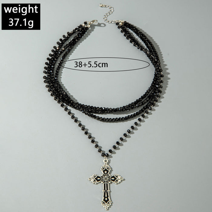 Wholesale Gothic Vintage Dark Cross Pendant Necklace Copper Layering Jewelry Boutique Resale MOQ≥2