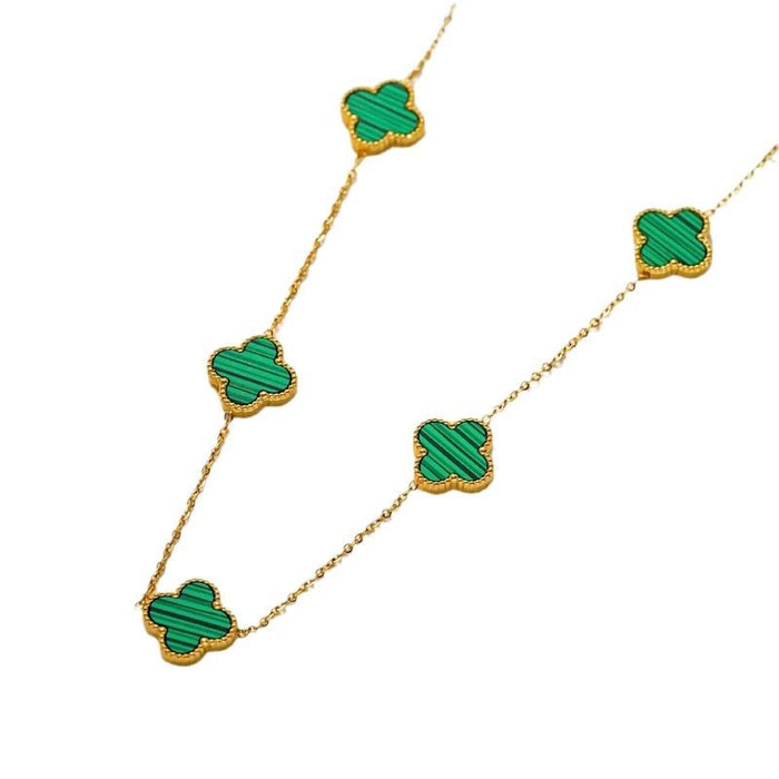 Wholesale 13MM titanium steel 5-link necklace  four-leaf clover necklace