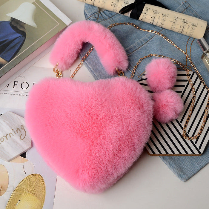 Wholesale of new plush chain Valentine's Day peach heart bags  JDC-SD-XinLe002