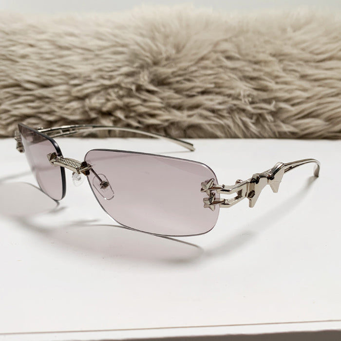 Wholesale Star frameless sunglasses, fashionable and personalized bow sunglasses