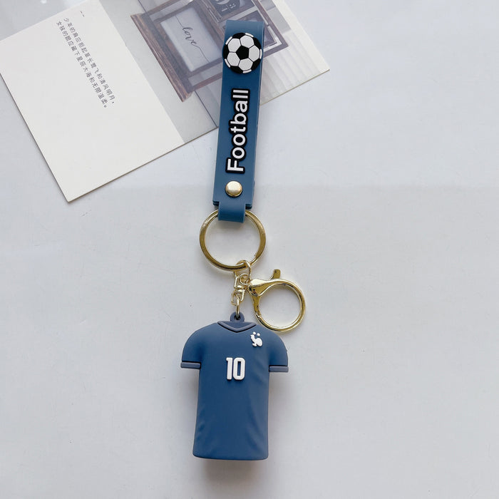 Wholesale Cartoon Doll Soccer Uniform Ball Silicone Keychain JDC-KC-JuShu040