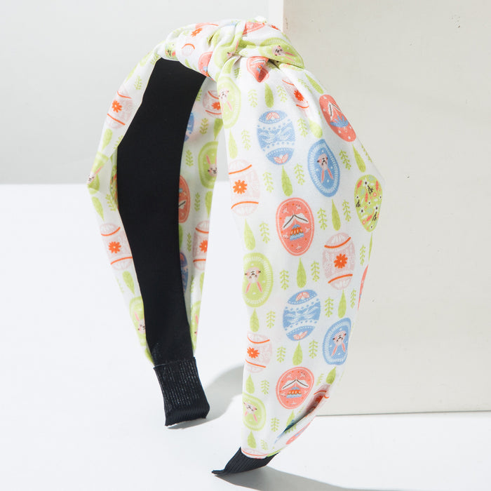 Wholesale Easter Egg Bunny Print Knotted Headband