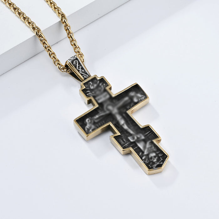 Wholesale Cross necklace personality old titanium steel cross pendant