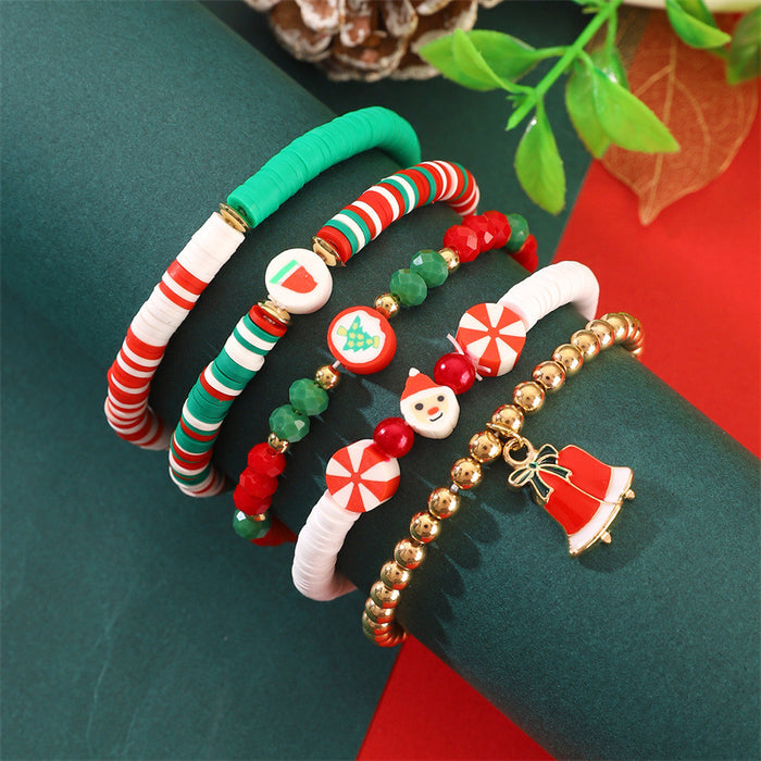 Wholesale Polymer Clay Christmas Bracelet Set Snowflake Santa Design Fashion Accessory Gift