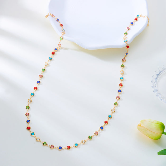 Wholesale Colorful Heart Necklaces, Hot Girls Stackable Versatile Trendy Necklaces
