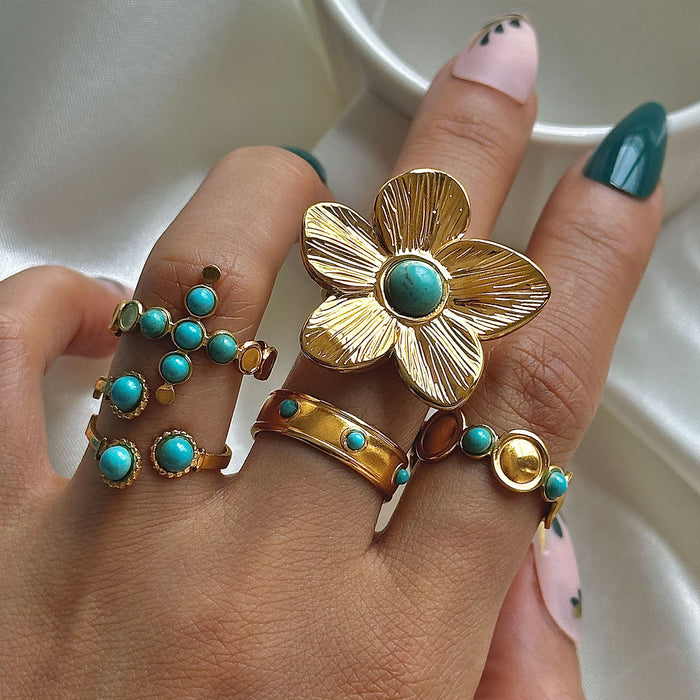 Wholesale Turquoise Personalized Stainless Steel Rings