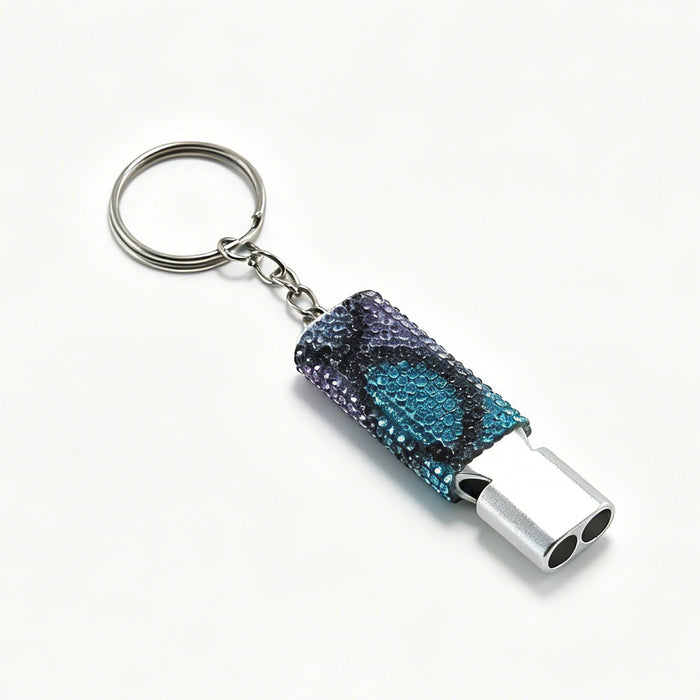 Wholesale Trendy Aluminum Alloy Whistle Keychain Double Tube Self Defense With Rhinestone Accent For Outdoor Survival Fashion Accessory