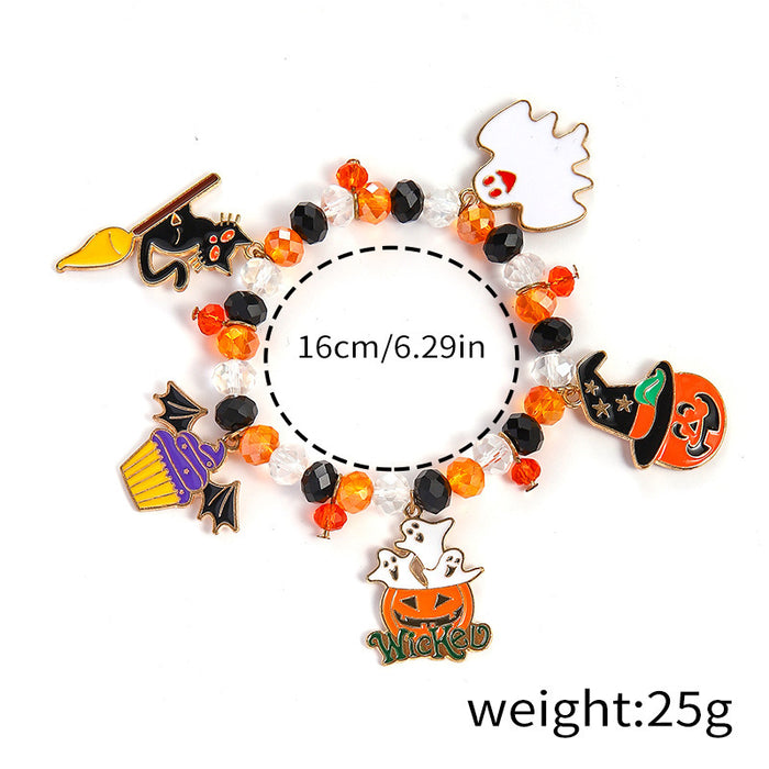 Wholesale  Element Bracelet Pumpkin Skull Ghost Cat Bat Painting Oil Color Bracelet