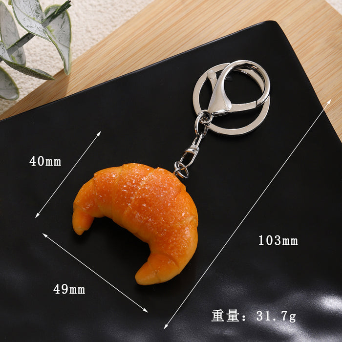Wholesale PVC Bread Keychain Set Realistic Croissant Donut Design Fun Bag Charm