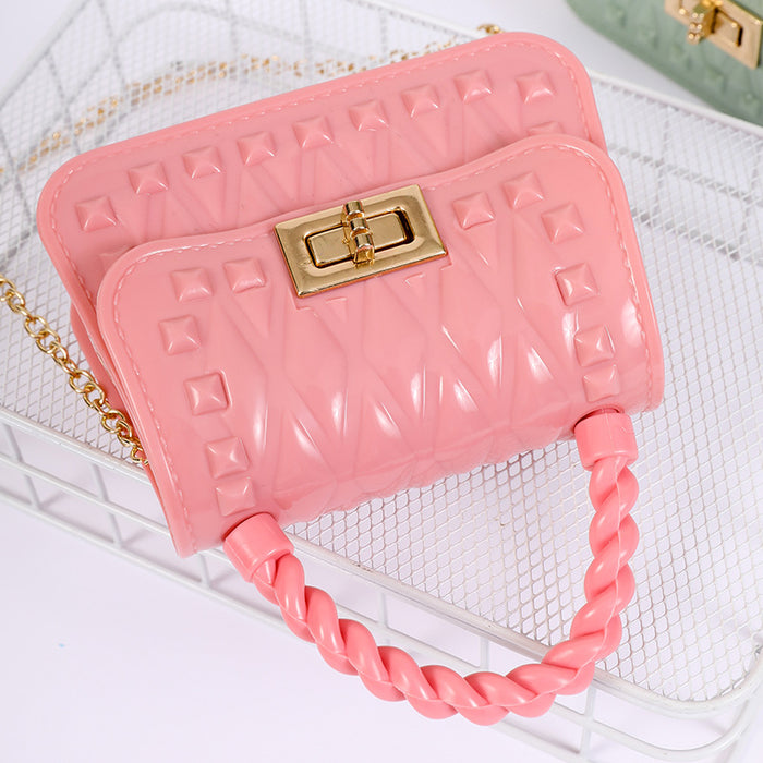 Wholesale portable jelly bag candy color shoulder crossbody mini chain key Pearl portable women's bag