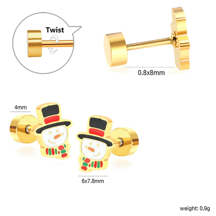 Wholesale Christmas Earrings Snowman  Snowflake Earrings Stainless Steel Jewelry