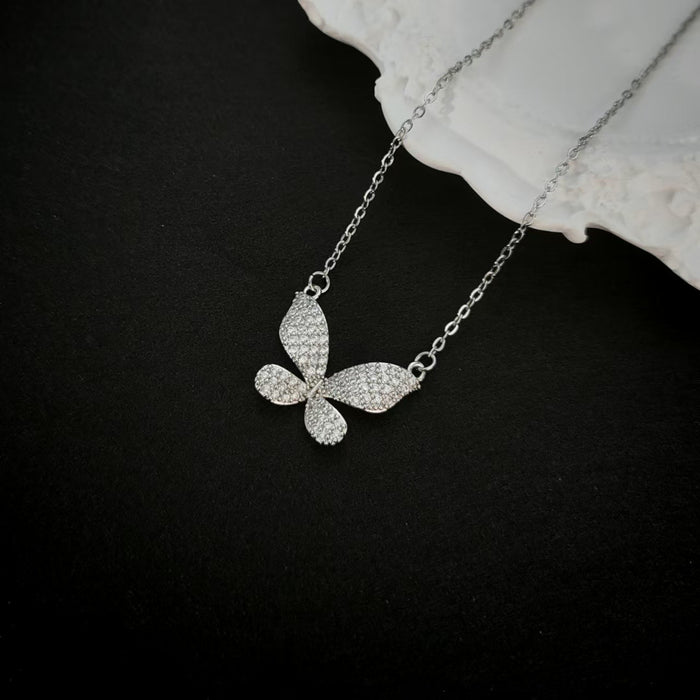 Wholesale Micro inlaid butterfly necklace with full diamonds, female niche design, fashionable temperament, versatile collarbone chain