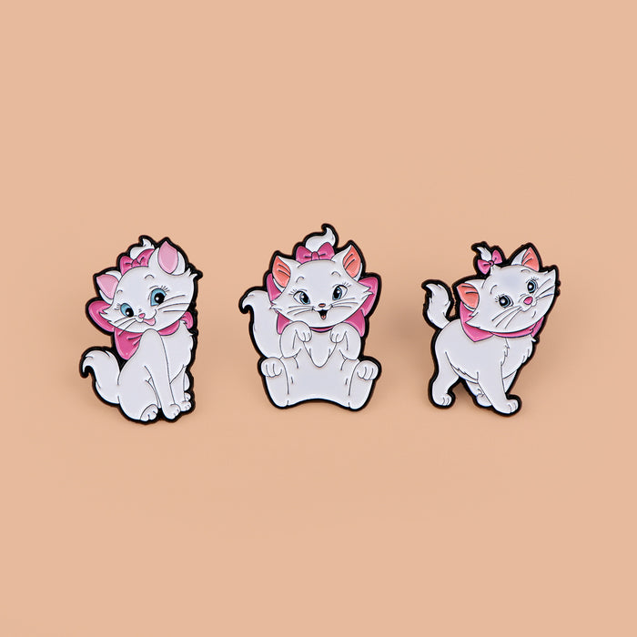 Wholesale Cartoon Bow White Cat Series Animation Anime Brooch Badge Clothing Backpack Decoration