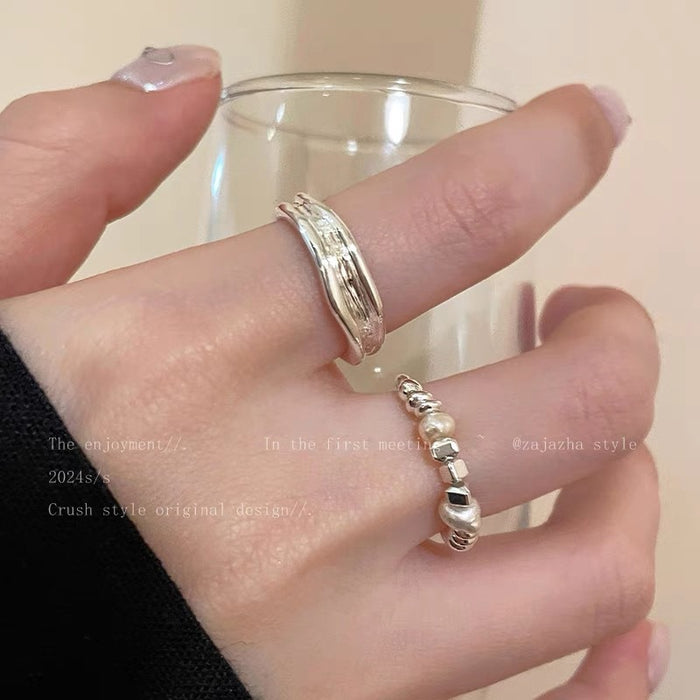 Wholesale Pearl ring, female niche design, light luxury, high-end feeling, index finger ring, cold and stylish hand