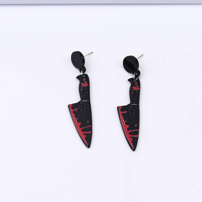Wholesale Acrylic Printed Blood Color Knife Earrings Personalized   Earrings