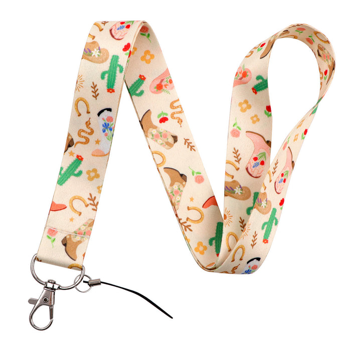 Wholesale 3 pcs  Double-sided printed polyester long rope webbing hard case protective case keychain