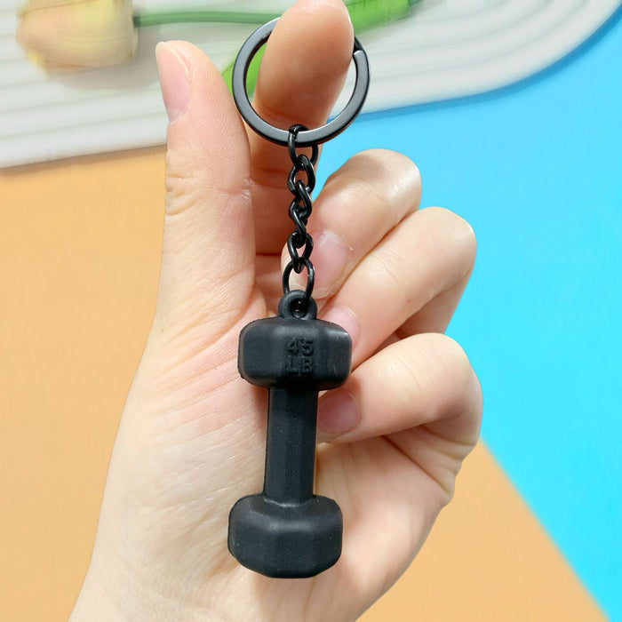 Wholesale Soft Rubber Dumbbell High-Value Sports Fitness Keychain