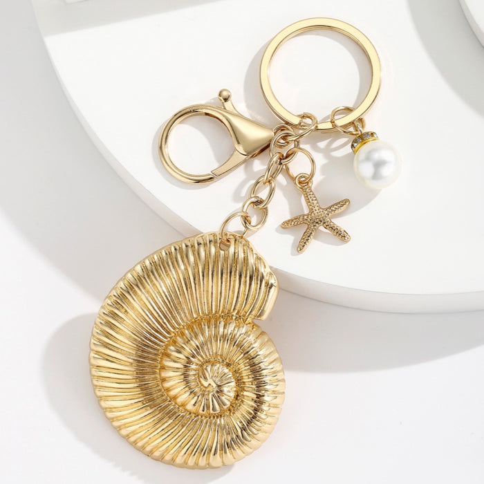 Wholesale Exaggerated Beach-Style Starfish and Conch Keychain