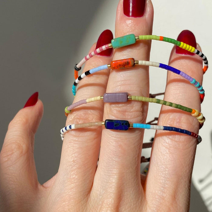 Wholesale Handmade Multicolor Glass Beaded Bracelet Geometric Design Unisex Chic Fashion Accessory For Everyday Wear Or Gift