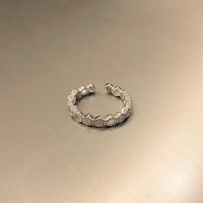 Wholesale Minimalist temperament open ring, niche design sense, double-layer round bead zircon commuting ring