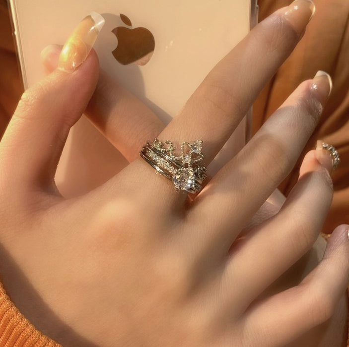 Wholesale Crown Ring Beauty Ring Niche Design Personality Ring