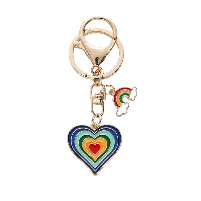 Wholesale Colorful Love Alloy Keychain JDC-KC-JRen004