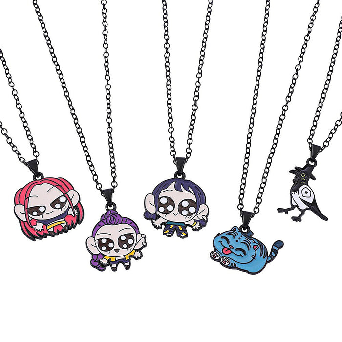 Wholesale K-POP Cartoon Cute Metal Dripping Pendant Necklace
