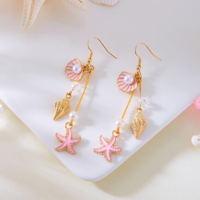 Wholesale  texture conch shell starfish earrings niche  design earrings