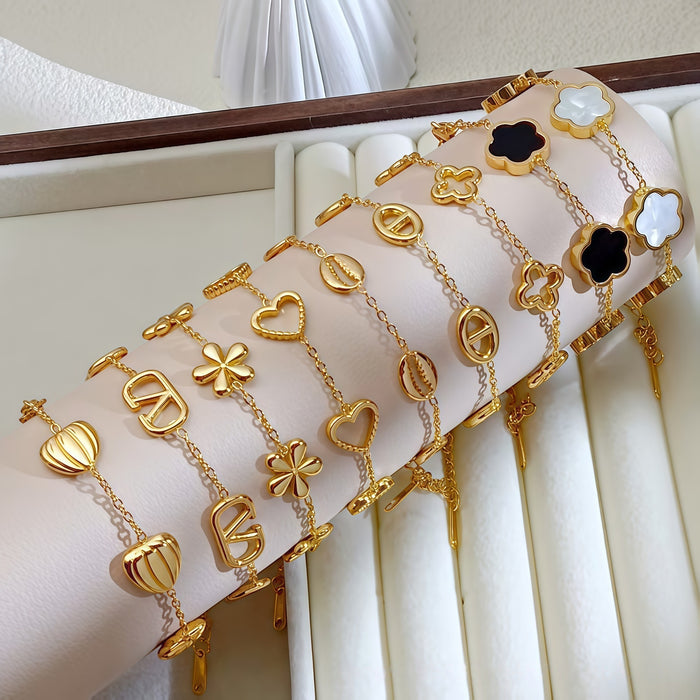 Wholesale Stainless Steel Electroplated Floral Design Bracelet Stylish Fashion Accessory