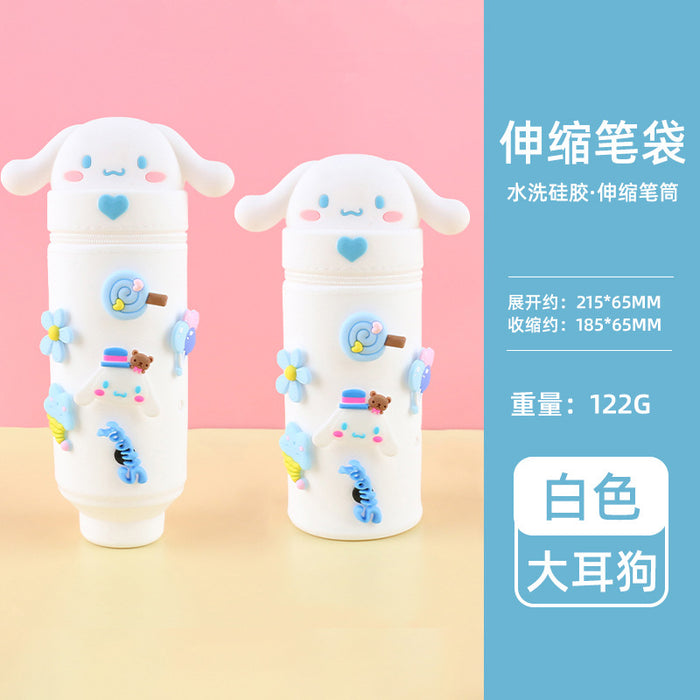 Wholesale Trendy Cartoon Hole Pencil Case Silicone Student Stationery minimum quantity：10