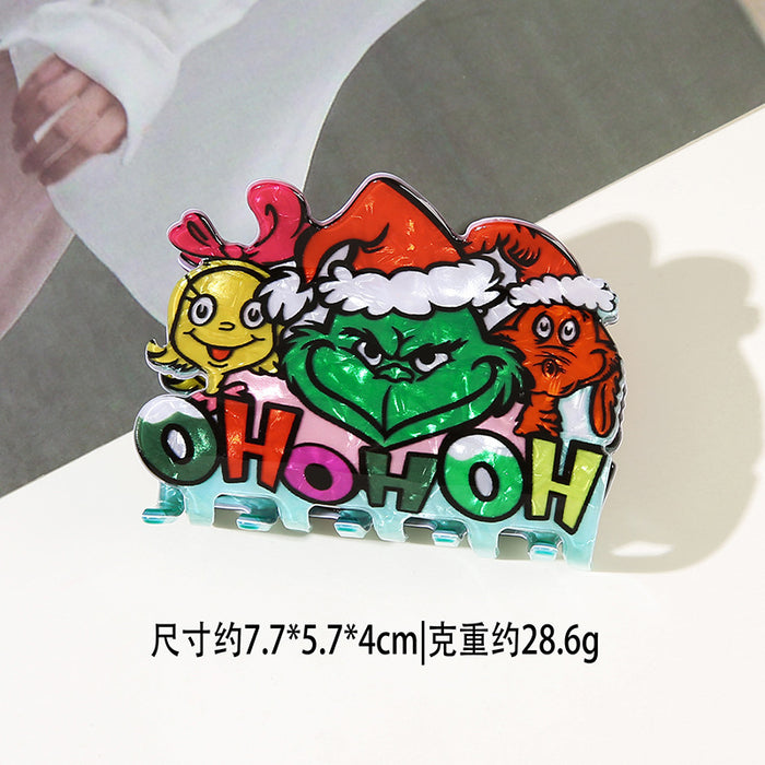 Wholesale Christmas PVC Hair Claw Clips Santa  Shark Cartoon Party Accessory Gift