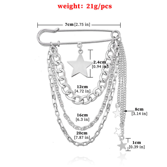 Wholesale Glossy five-pointed star brooch ladies'  personalized creative alloy pin pendant