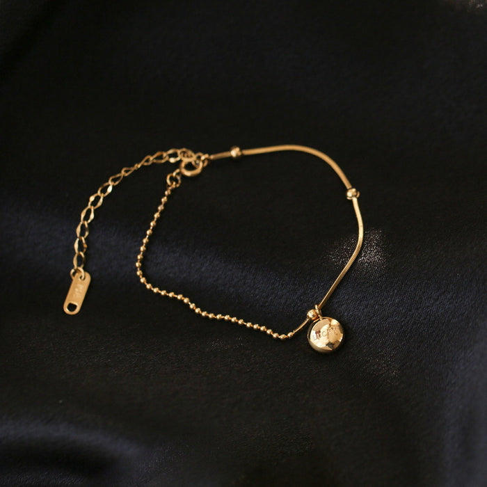 Wholesale Little Golden Bean Lucky Titanium Steel Anklet
