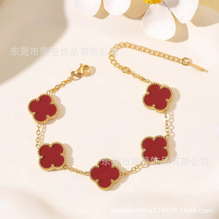 Wholesale titanium steel four-leaf clover bracelet JDC-BT-Modeng002