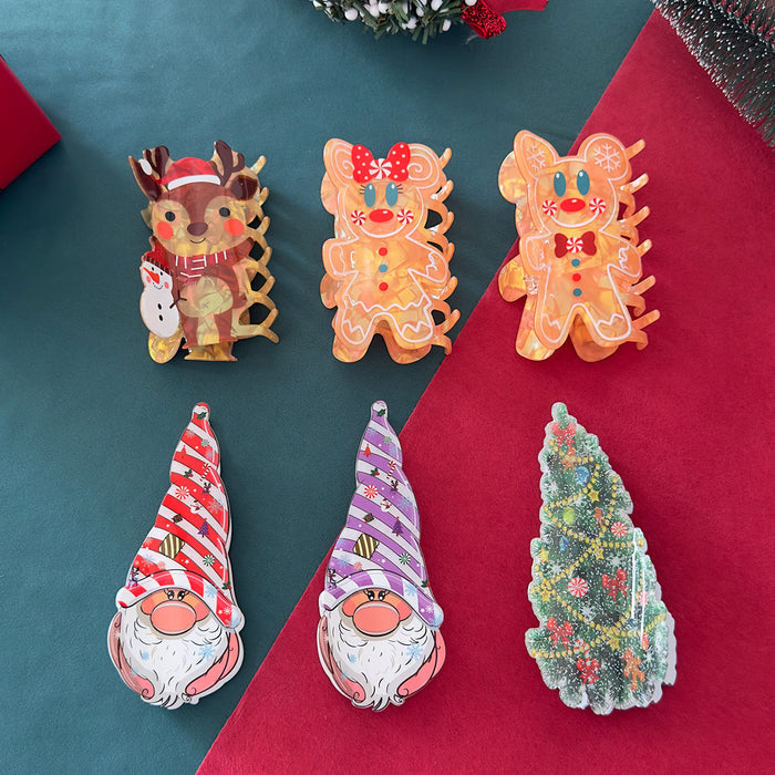 Wholesale Christmas Series Gripper Gingerbread Hairpin Elk Snowman Shark Clip Santa Hair Accessories