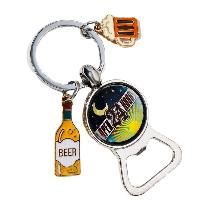 Wholesale Time Glass Beer Festival Bottle Opener Alloy Keychain JDC-KC-HuiWen012