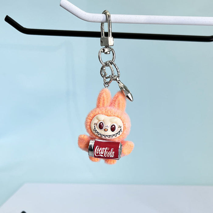 Wholesale Flocked Cola Cute Keychain Doll Cute School Bag Pendant Car Key Chain Mobile Phone Chain