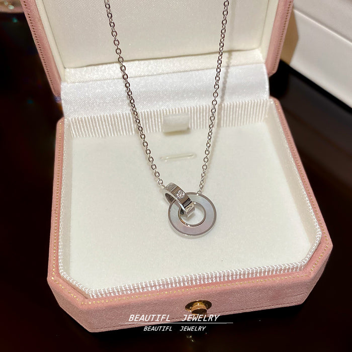 Wholesale Double-Ring Titanium Steel Necklace choker necklace