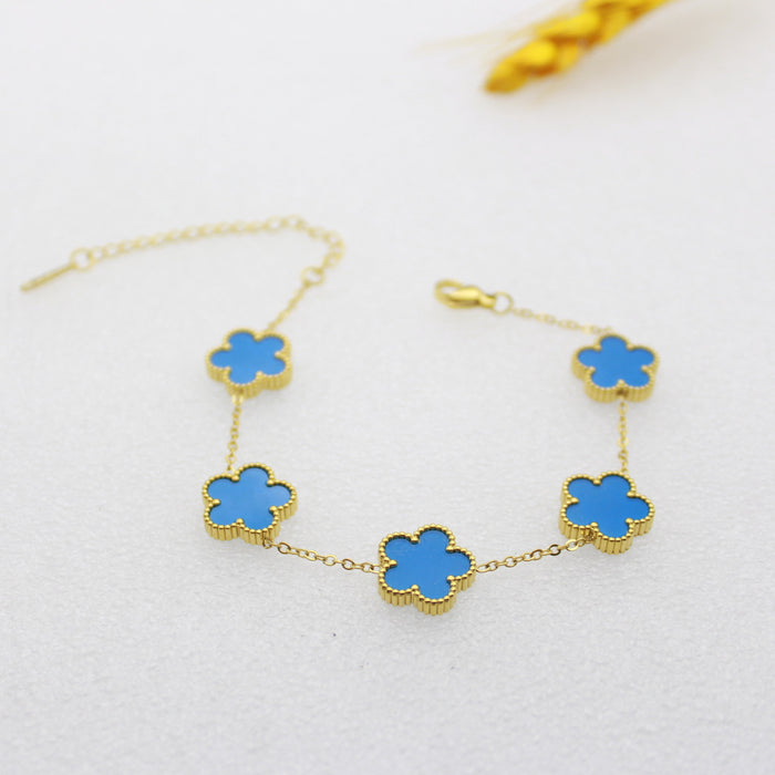 Wholesale Five-leaf Clover Flower Stainless Steel Bracelet JDC-BT-YiShi001