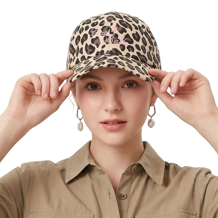 Wholesale Cotton Leopard Print Embroidery Baseball Cap with English Letters Women Sun Protection Summer Fashion Accessory Gift