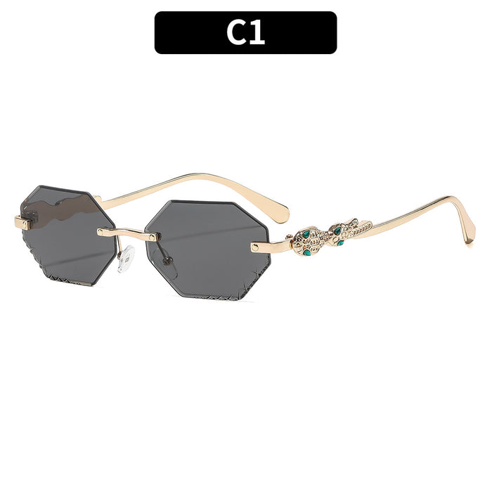 Wholesale Gold Rimless Octagonal Women' s Sunglasses - Fashion Accessory for Sun Protection and Daily Wear