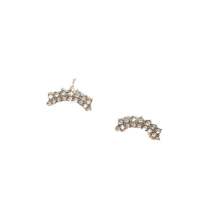Wholesale Fashionable diamond studded earrings with personalized high-end feel, crescent moon full diamond earrings wholesale
