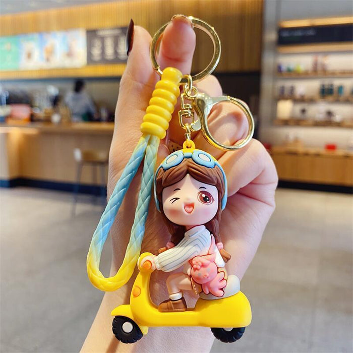 Wholesale Creative Electric Car Keychain Female Cute Couple Key Chain Pendant Car Key School Bag Hanging Cartoon Small Gift