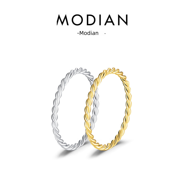 Wholesale Pure silver ring, minimalist handmade twisted fine ring, personalized and versatile ring