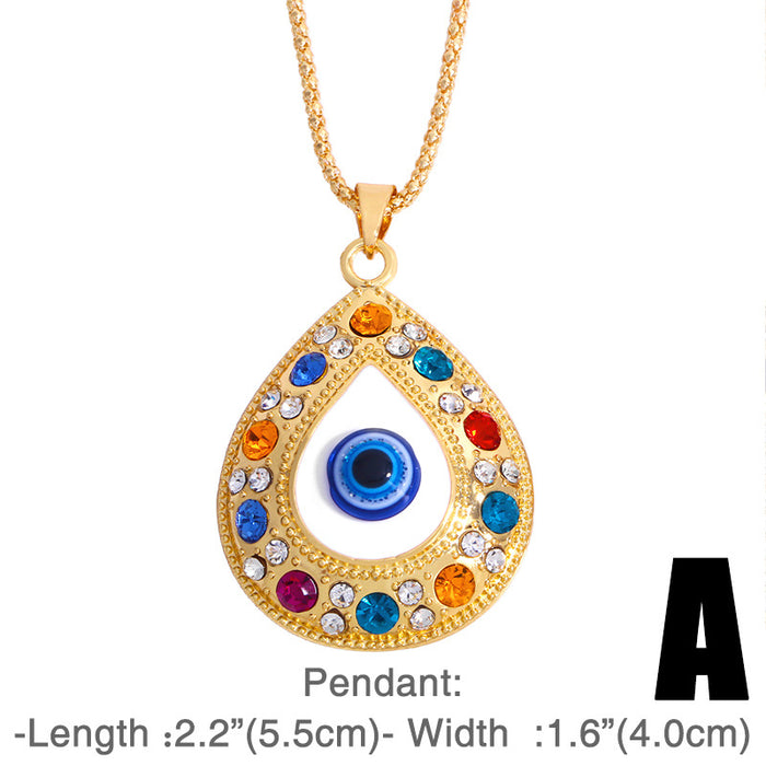 Wholesale alloy Fatima hand necklace Turkey blue eyes diamond jewelry sweater chain