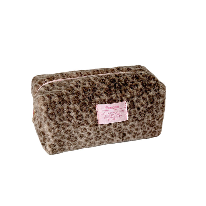 Wholesale Leopard-Print Plush Cosmetic Tote Bag
