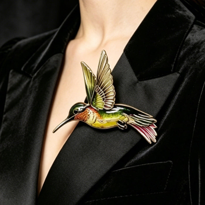 Wholesale Hummingbird Enamel Brooch Alloy Metal Retro Bird Pin For Suit Coat Fashion Accessory