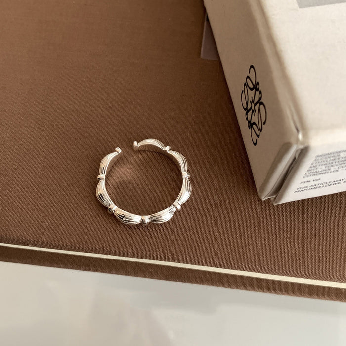 Wholesale Light luxury metal brushed diamond inlaid ring, niche and high-end open mouth ring