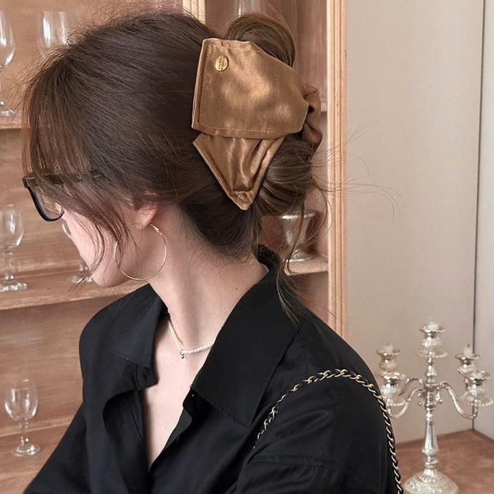 Wholesale Satin Shell Triangle Hair Clips Gold Label Shark Clip