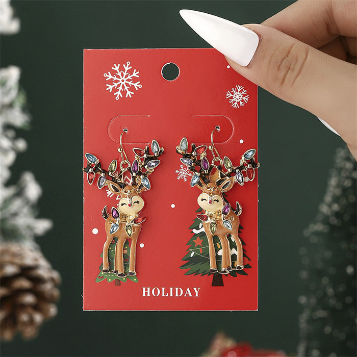 Wholesale Christmas earrings for women cartoon Christmas tree elk tassel  earrings